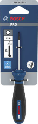 인체공학적 손잡이가 장착된 Bosch PRO H2 x 60mm 스크루드라이버.