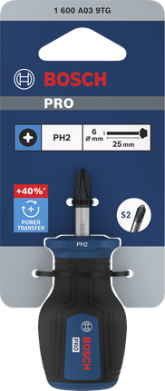 인체공학적 손잡이가 있는 Bosch PRO 스터비 스크루드라이버 PH2 x 25 mm.