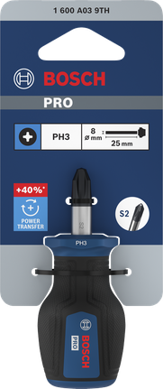Bosch PRO 스터비 스크루드라이버 PH3 x 25 mm (S2 스틸 날 포함).
