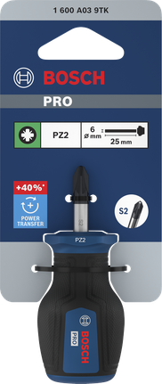 Bosch PRO 스터비 스크루드라이버 PZ2 x 25 mm (S2 강철 재질).