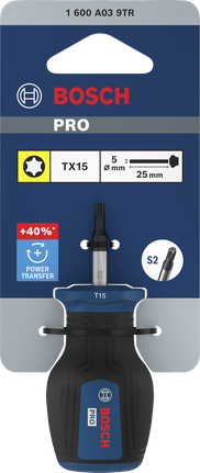 Bosch PRO TX15 스터비 스크루드라이버 (25mm 날 포함).