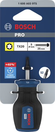 Bosch PRO 25mm 스터비 스크루드라이버 TX20 (S2 스틸 비트 포함).