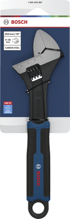 Bosch 250mm 조절식 렌치, 0-36mm 조절 범위.