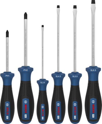 Bosch PRO 스크루드라이버 세트 PH/SL 6개입 (S2 샤프트 포함).