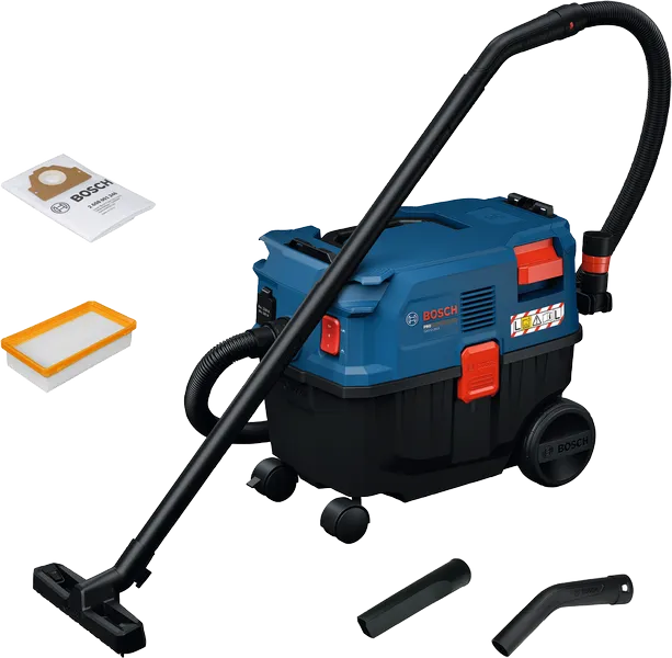 파란색 Bosch 매장용 진공청소기.