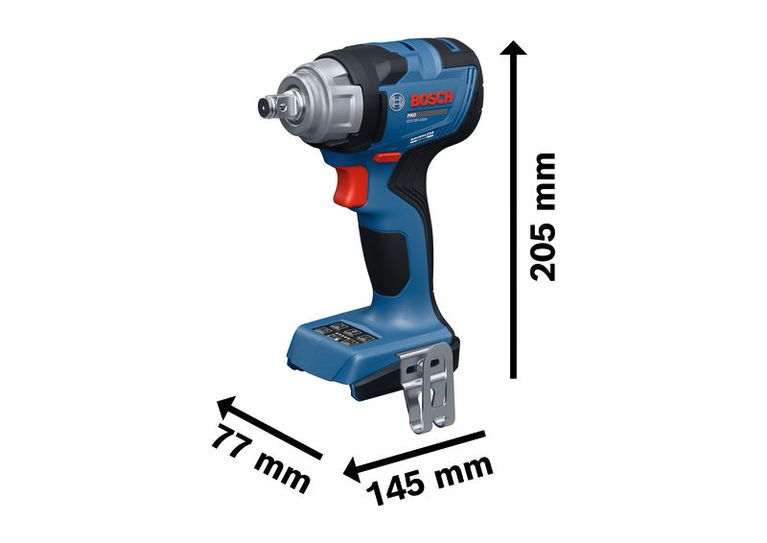 Bosch GDS18V-330H 무선 임팩트 렌치의 크기 정보입니다.
