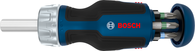 Bosch 스터비 비트 라쳇 스크루드라이버 (비트 6개 매거진 포함).