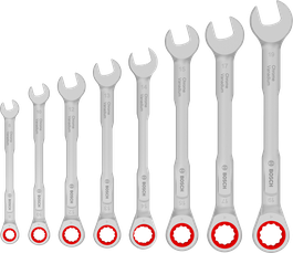 Bosch 라쳇 복합 렌치 세트 8-19mm, 토크 50% 향상.
