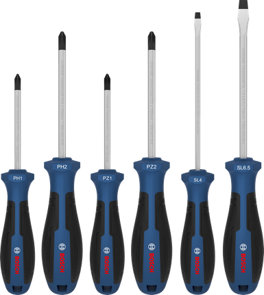Bosch 스크루드라이버 세트 PH/PZ/SL, 크롬 바나듐 샤프트.