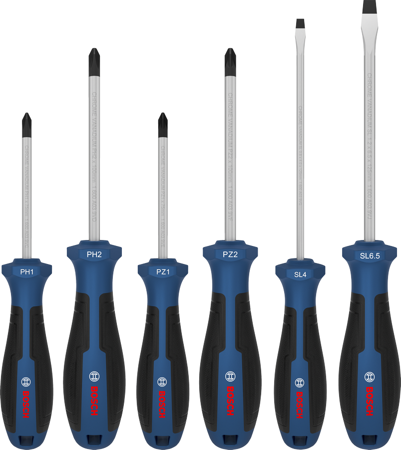 스크류 드라이버 세트, PH/PZ/SL, 6PCS