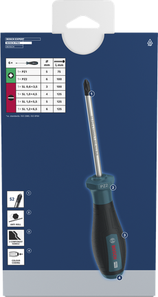 Bosch PRO 스크루드라이버 세트 PZ/SL 6개입 (S2 스틸 샤프트 포함).