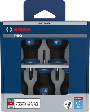 Bosch PRO 스터비 스크루드라이버 세트 5개입 (S2 샤프트).