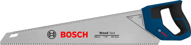 Bosch 550mm 목재 절단용 수동톱, 톱날 길이 7 TPI.
