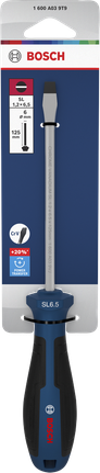 인체공학적 손잡이가 장착된 Bosch SL 1.2 x 6.5 x 125 mm 스크류드라이버.