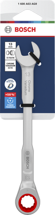 Bosch 라쳇식 복합 렌치 13mm 크롬 바나듐 재질.