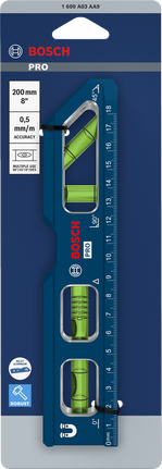 Bosch PRO 빌렛 어뢰형 수평계, 200mm, 0.5mm/m 정확도.