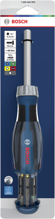 Bosch 비트 라쳇 스크루드라이버 (12개 비트 매거진 포함).