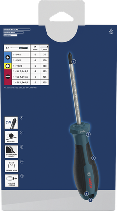 Bosch PH/TX/SL 스크루드라이버 세트 6개입 (크롬 바나듐 샤프트).