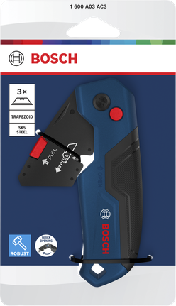 SK5 강철 블레이드와 빠른 개폐 기능을 갖춘 Bosch 접이식 나이프.