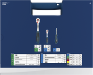 Bosch 1/4" + 1/2" 라쳇 세트 (액세서리 포함 80개 구성).