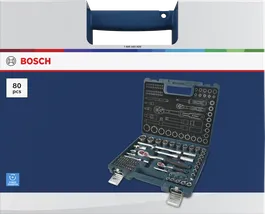 Bosch 1/4" + 1/2" 라쳇 세트, 80개 구성품 (케이스 포함).
