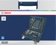 Bosch 수공구 혼합 세트 134개, 파란색 휴대용 케이스 포함.