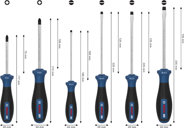 PRO PZ/SL 스크류 드라이버 세트, 6PCS