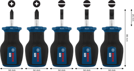 Bosch PRO 스터비 스크루드라이버 PH/SL 세트 (S2 샤프트 포함 5개입)