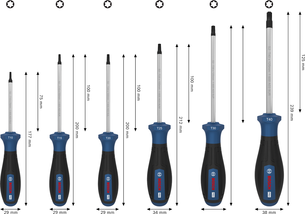 PRO Torx 스크류 드라이버 세트, 6PCS