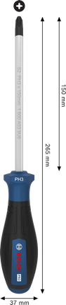 인체공학적 손잡이가 있는 Bosch PRO PH3 x 150mm 스크루드라이버.