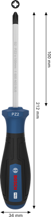 인체공학적 손잡이가 있는 Bosch PRO PZ2 x 100mm 스크루드라이버.