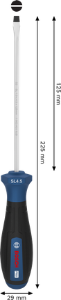 인체공학적 손잡이가 있는 Bosch PRO SL 스크루드라이버, 크기 1.0 x 4.5 x 125 mm.
