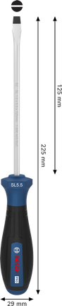 인체공학적 손잡이가 있는 Bosch PRO SL 스크루드라이버 (1.0 x 5.5 x 125 mm).