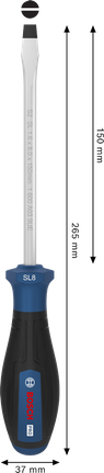 인체공학적 손잡이가 있는 Bosch PRO SL 1.6 x 8 150mm 스크류드라이버.