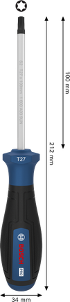 인체공학적 손잡이가 장착된 Bosch PRO TX27 스크루드라이버.