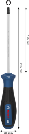인체공학적 손잡이가 있는 Bosch PRO TX30 x 125 mm 스크루드라이버.