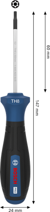 인체공학적 손잡이가 장착된 Bosch PRO TH8 x 60mm 스크루드라이버.