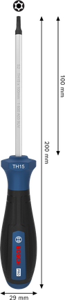 인체공학적 손잡이가 장착된 Bosch PRO TH15 스크루드라이버.
