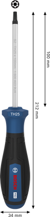 인체공학적 손잡이가 있는 Bosch PRO 스크루드라이버 TH25 x 100 mm.