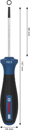 인체공학적 손잡이가 있는 Bosch PRO H2.5 x 60 mm 스크루드라이버.