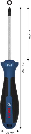 인체공학적 손잡이가 있는 Bosch PZ1 x 75mm 스크루드라이버.