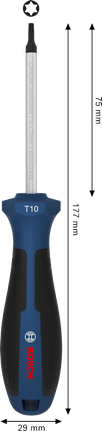 인체공학적 손잡이가 있는 Bosch TX10 x 75mm 스크루드라이버.