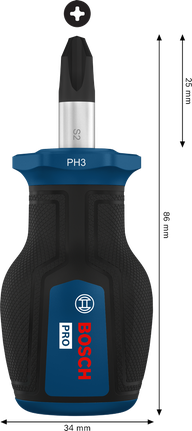 Bosch PRO 스터비 스크루드라이버 PH3 x 25 mm (콤팩트한 손잡이).