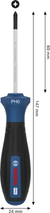 인체공학적 손잡이가 있는 Bosch PRO PH0 x 60mm 스크루드라이버.