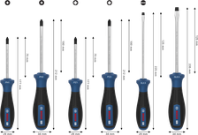 Bosch PRO 스크루드라이버 세트 PH/PZ/SL, 색상으로 구분된 손잡이가 있는 6개 구성.