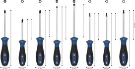 Bosch PRO 스크루드라이버 세트 PH/PZ/SL/TX 8개입 (다중 구성 손잡이 포함).