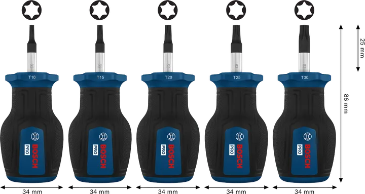 PRO 짧은 Torx 스크류 드라이버 세트, 5PCS