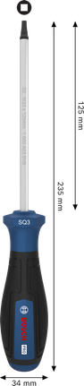 인체공학적 손잡이가 있는 Bosch PRO 스크루드라이버 SQ3 x 125 mm.