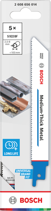 Bosch S 922 BF 중두께 금속 BIM 톱날, 5개입