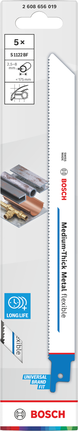 Bosch S 1122 BF 중간 두께 금속 유연 왕복톱날 5개입.